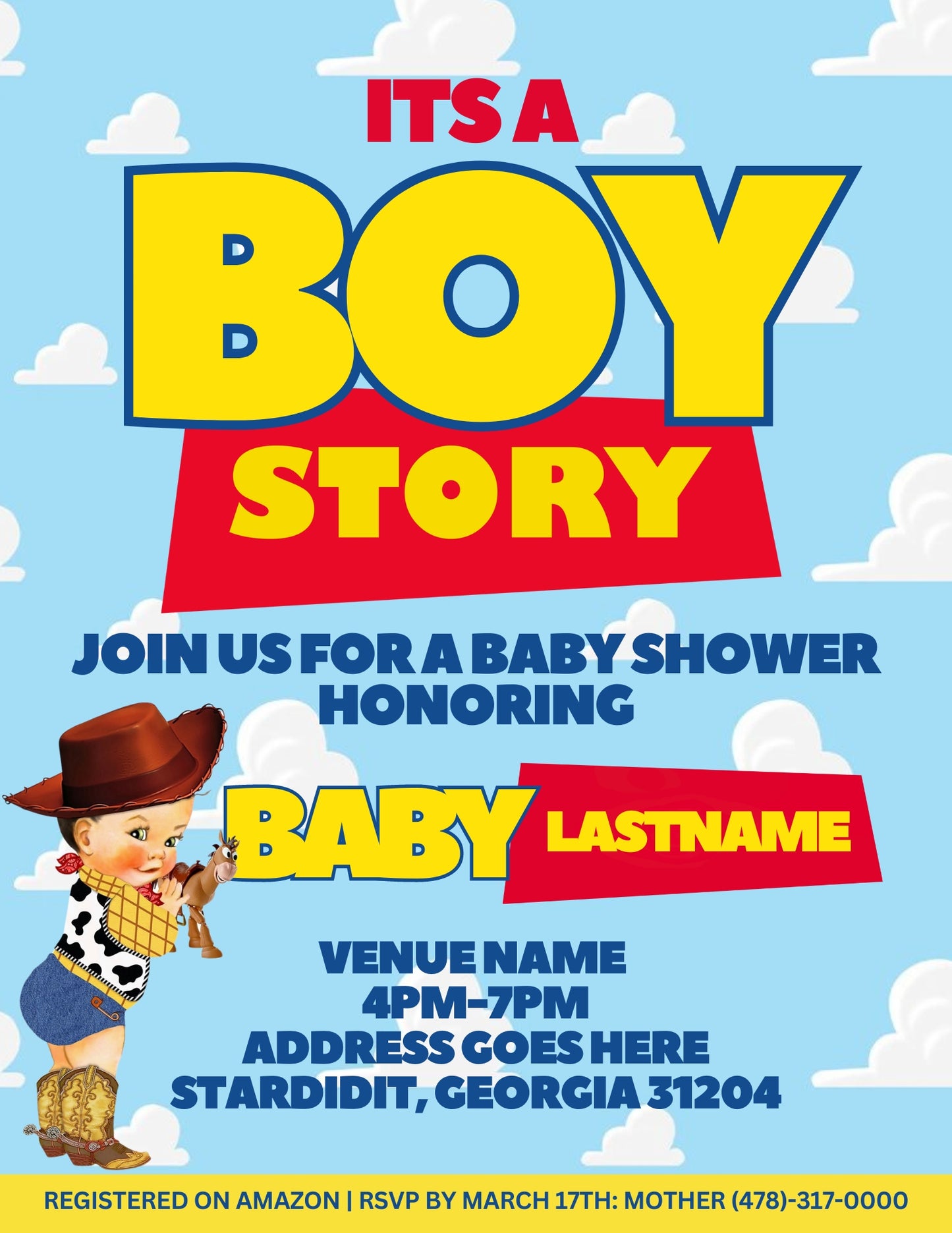 It’s A Boy Story Invitation