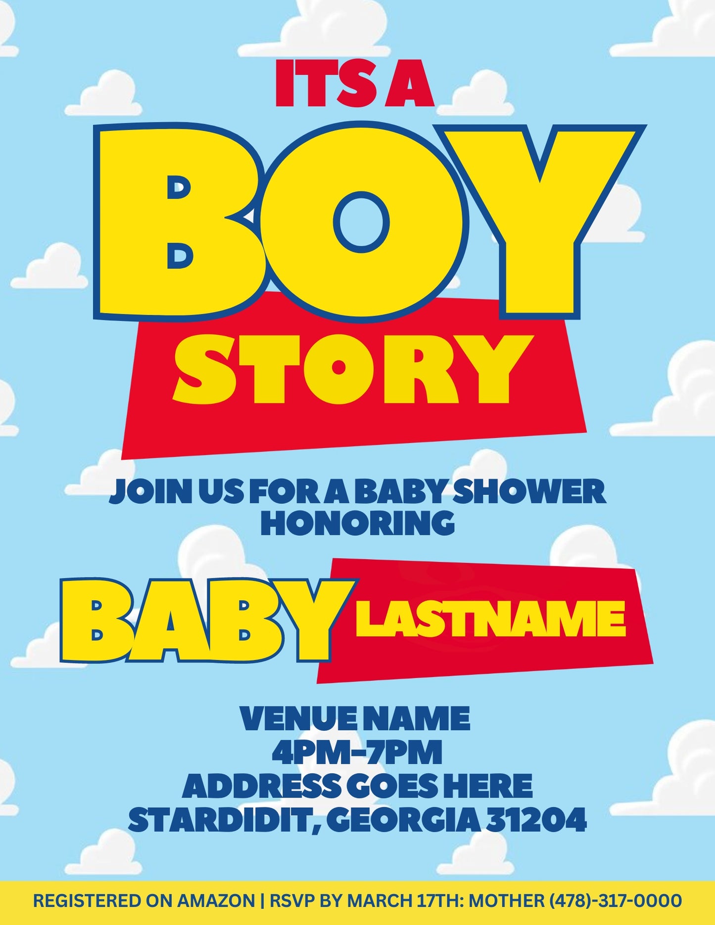 It’s A Boy Story Invitation